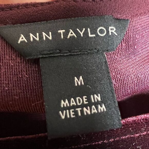 CLEARANCE! Burgundy Ann Taylor Velour S/S Top Size M - Picture 5 of 5